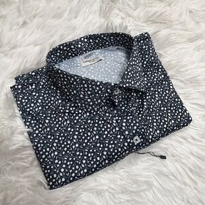 COLLARS & CO Shirt Firm Dress Collar Polo Men XXL Blue Floral All Over Print New